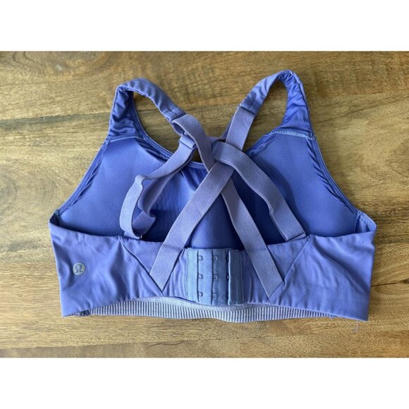 Lululemon Sports Bra Womens 34C Purple Crossback High Support Hook Eye Padded - Picture 2 of 5